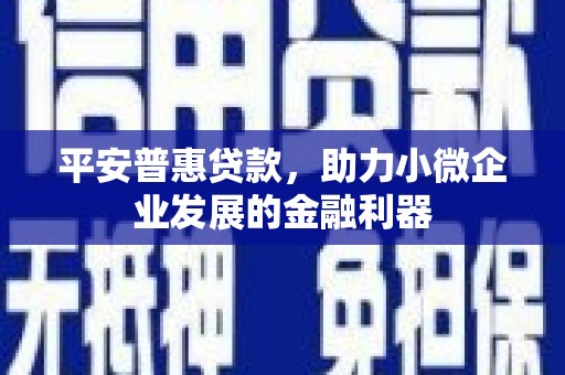 工农平安普惠贷款，助力小微企业发展的金融利器