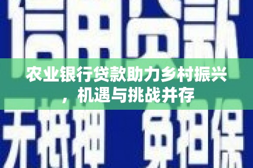工农农业银行贷款助力乡村振兴，机遇与挑战并存