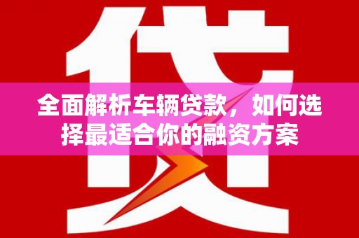 工农全面解析车辆贷款，如何选择最适合你的融资方案