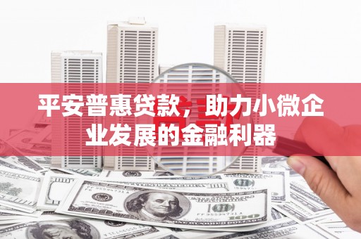 工农平安普惠贷款，助力小微企业发展的金融利器